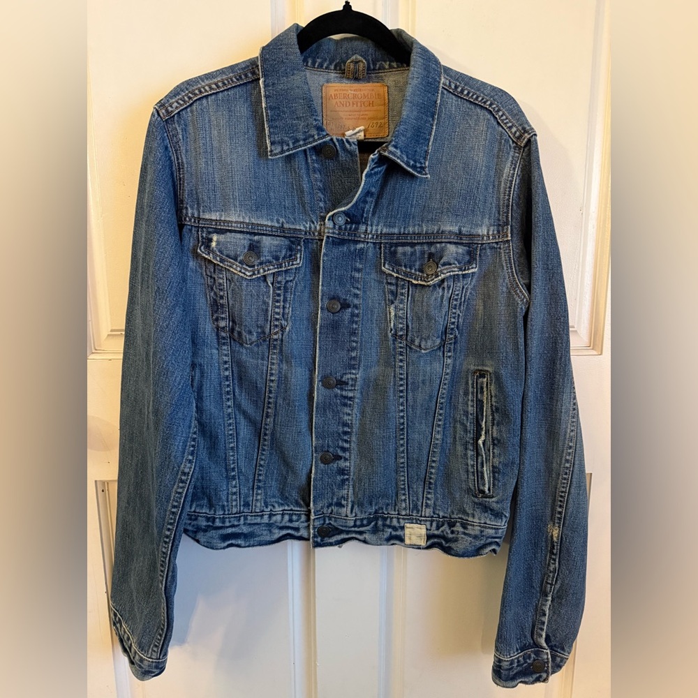 Abercrombie & Fitch Denim Distressed Workwear Jacket